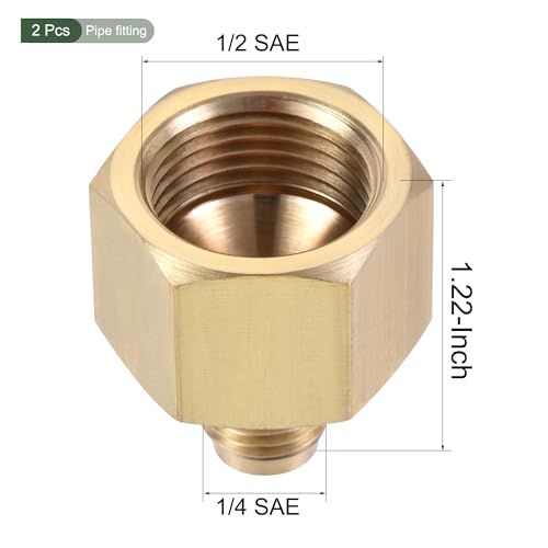 Image of YOKIVE 2 Pcs Pipe Fitting, Brass Tube Adapter Connector, Great for Hydraulic Applications (1 /4 SAE Flare Male & 1 /2 SAE Female)