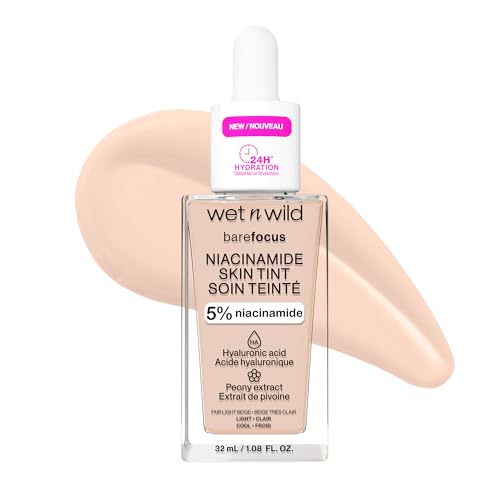 Image of wet n wild Bare Focus Skin Tint, 5% Niacinamide Enriched, Buildable Sheer Lightweight Coverage, Natural Radiant Finish, Hyaluronic & Vitamin Hydration Boost, Cruelty-Free & Vegan-Fair Light Beige