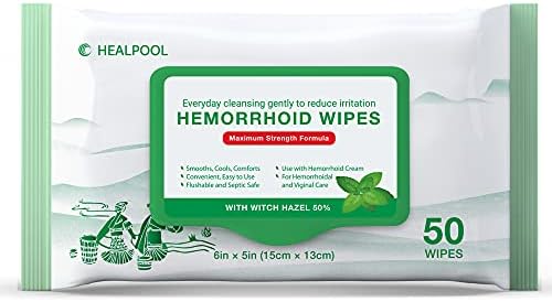 HEALPOOL Hemorrhoid Wipes, Hemorrhoid Treatment, Maximum Strength Relief & Flushable
