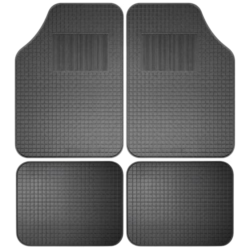 Alfombrillas de Goma Universales Coche, Diseño Antideslizante, Alfombrillas Lavables, Alfombrilla automóvil Ajustables, Delanteras 63.8x43 cm, traseras 33x43 cm, Apto para Cortar