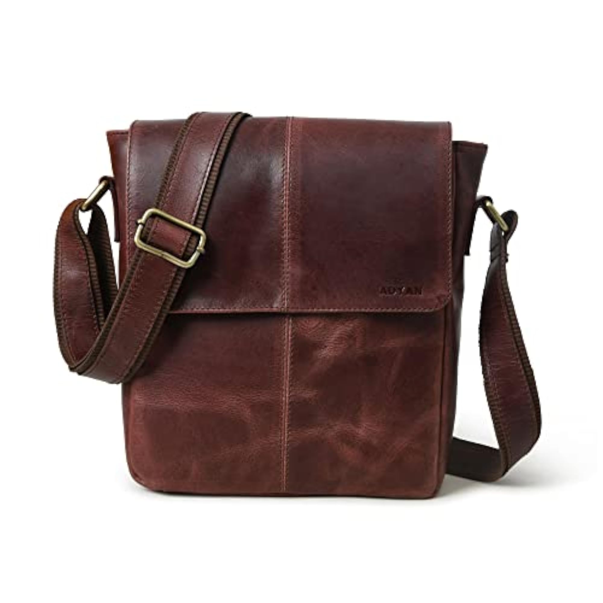 Full Grain Leather Medium Size Cross Body Messenger Bag for Men
