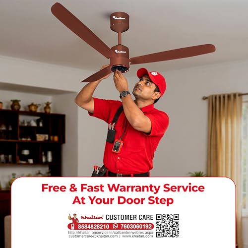 Image of Khaitan Ornate- 1200mm BLDC Ceiling Fan with Remote | 5 Star Rated | Durable & Long-lasting | Energy Saving | 3-Years Warranty | Pack of 1 | Timber Gold