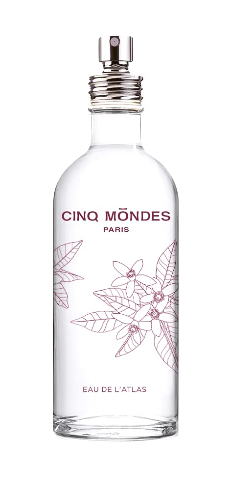 CINQ MONDES Eau De L'Atlas Fresh Aromatic Mist 3.4 floz. - Orange Blossom Body Spray - Mist For Home, Linens And Pillows - Citrus Fragrance With Cedar And Basil Notes