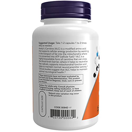 NOW Supplements, AcetylL Carnitine 500 mg, Amino Acid, Brain And Nerve