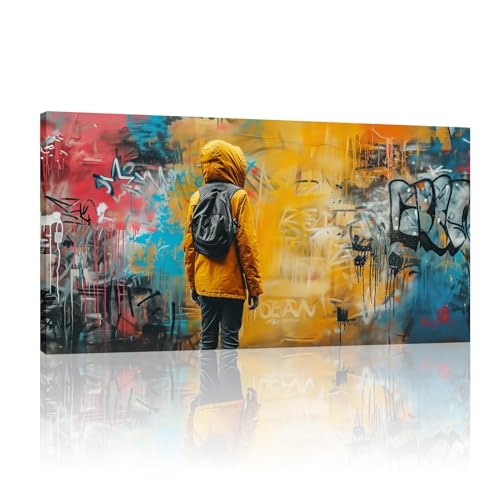Toile d'art mural Banksy affiche enfant graffiti moderne 65x130cm