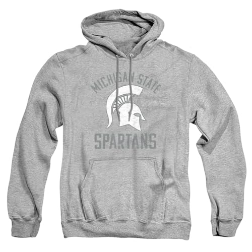 MSU Spartans Michigan State Large Unisex Adult Pull-Over Hoodie, Athletic Heather, Large