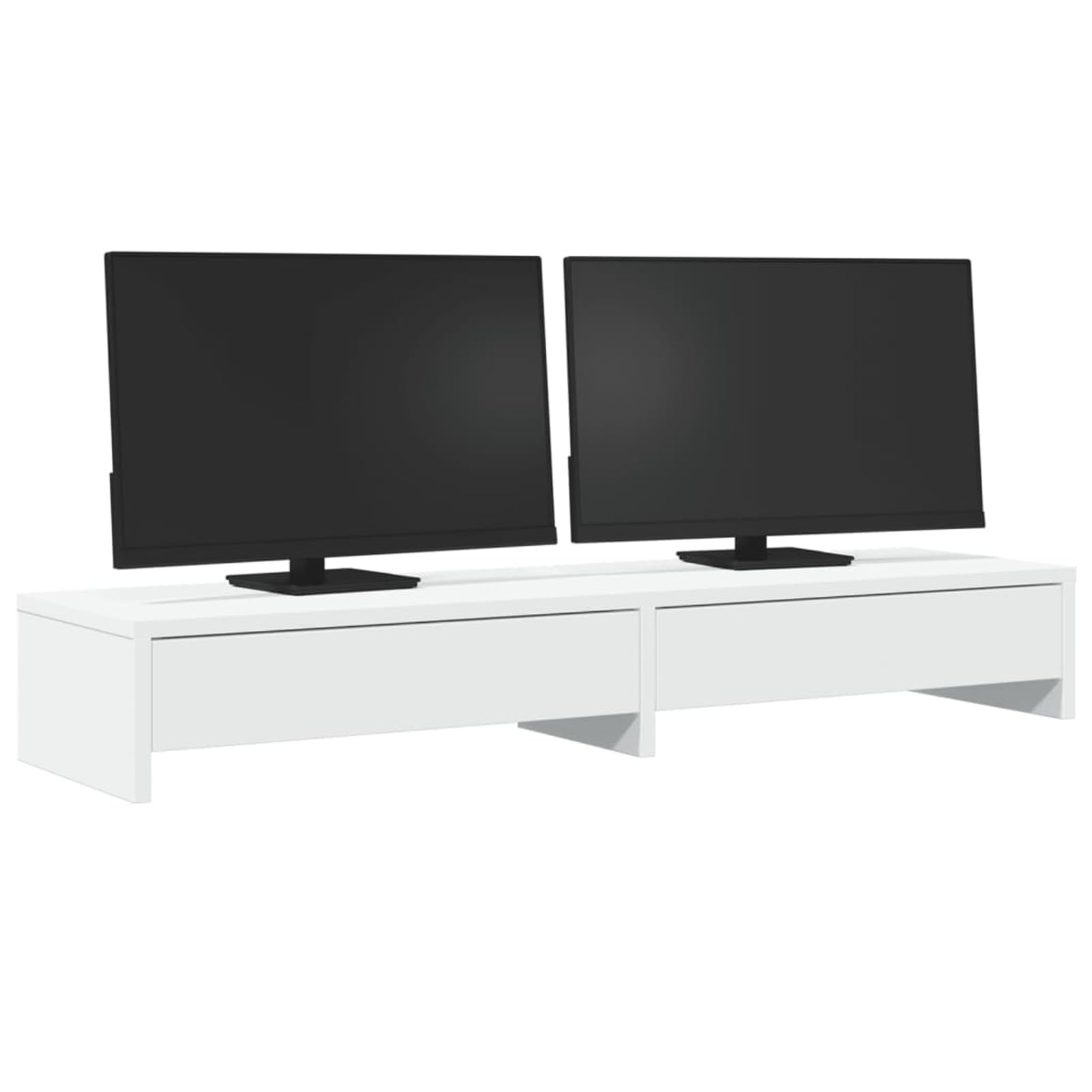 Gecheer Supporto per Monitor Doppio con Cassetti, Regolabile in Altezza, 100x27x15 cm, in Legno Ingegnerizzato, per Ufficio Domestico e Professionale
