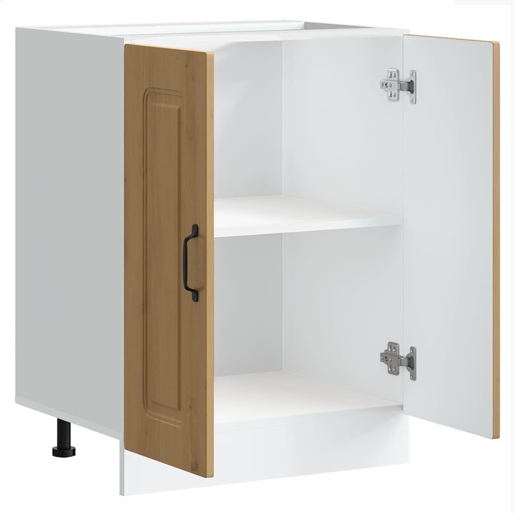 Kalmar Artisan szafka pod zlewozmywak z materiału drewnopochodnego 60 x 46 x 81,5 cm z regulowanymi nóżkami, miejsce do przechowywania, szafka pod umywalkę do kuchni, wolnostojąca, z