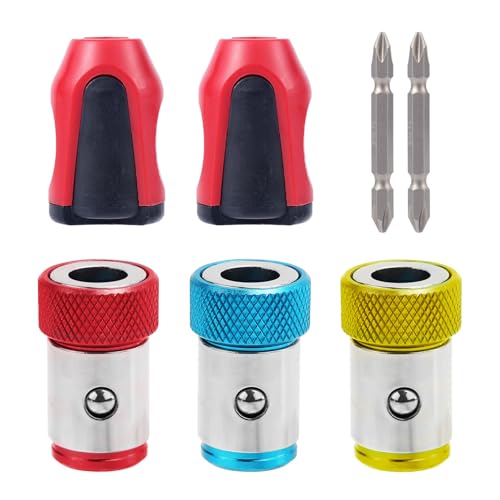 7pcs Magnetic Ring Holders with 3 Screwdriver Head, 2 Ph2 Bits & 2 Detachable Magnets for 1/4 Inch Hex Power Bits