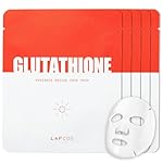 LAPCOS Glutathione Radiance Rescue Mask - Korean Skin Care Mask w/Glutathione, Niacinamide & Peptides - Hydrating Face Masks Spa Gifts for Women - Revitalizing & Firming Face Mask (5 Count, 0.91 oz)