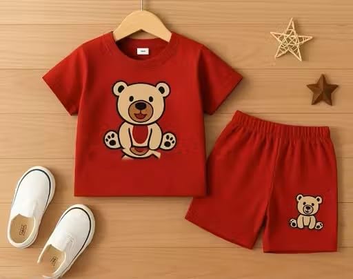 Image of Summer Cotton dress for kids and childs|||N,E,A,Red Baba suit dress,C