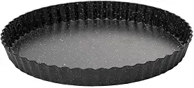 LYOR - Forma para Torta Fundo Removível Antiaderente de Aço Carbono Granilite Preta 24cm x 3cm