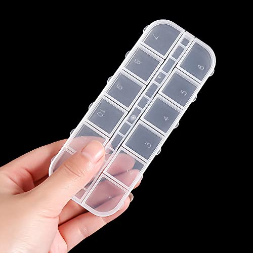 Image of Pokinge 12 Grid Clear Plastic Jewelry Box Organizer 5Pcs Clear Bead Storage Box for Jewelry, Nails, Art DIY, Craft Storage, Glitters Collection