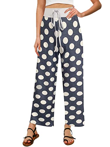 Image of NEWCOSPLAY Women's Comfy Pajama Pants Casual Drawstring Palazzo Lounge Wide Leg Pants