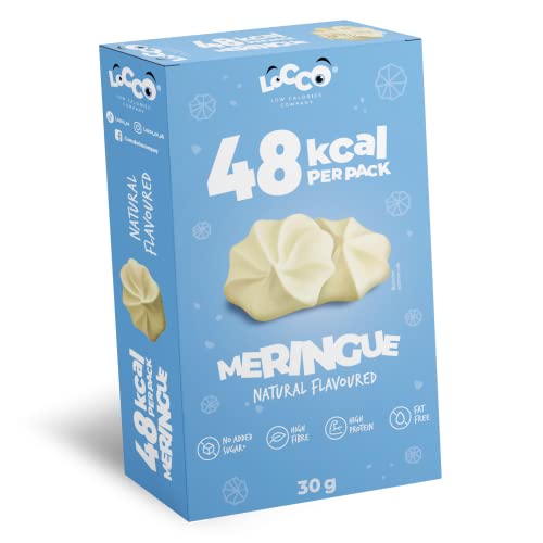 LOCCO Proteinreiche Meringues Nur 1 kcal pro Portion Toll als Kuchendekoration Ohne Zuckerzusatz Fettfrei Ballaststoffreich Veganer Snack Natürlicher Geschmack Cover