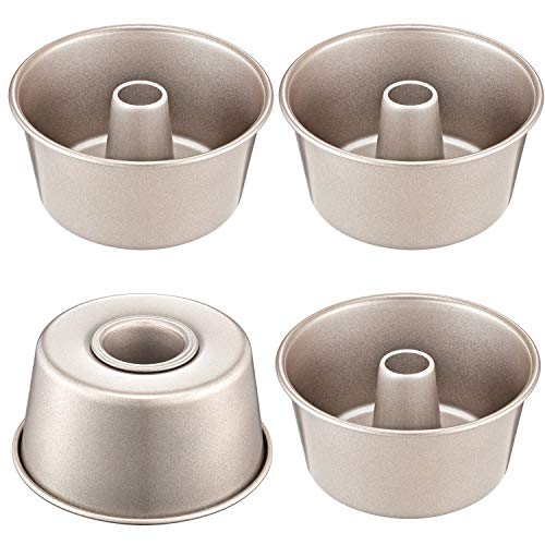 CHEFMADE Mini Angel Food Pan Set, 3.5-Inch 4Pcs Non-Stick Chiffon Bakeware, FDA Approved