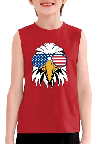 Image of Boys 4th of July Patriotic Sleeveless Tee American Flag Tank Top 6-14 Years