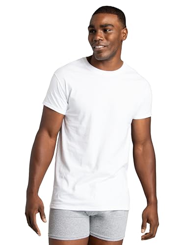 Fruit of the Loom Herren Crew Tee Unterhemden, Feuchtigkeitsableitend und Ohne Etikett, Auch Erhältlich in Big & Tall Unterwäsche, Regulär, 6er-Pack, Weiß, XL
