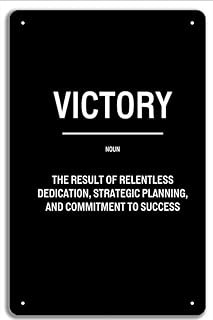 Encouraging Life-Changing Victory Definition Bold, or Framed Office Boss Gift Metal Tin Sign, 8x12 Inch