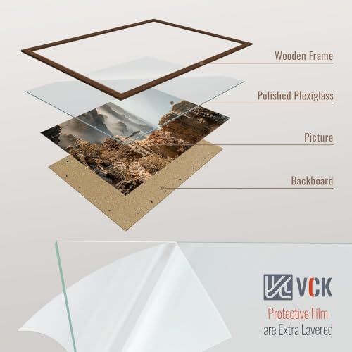Image of VCK 27x40 Poster Frames 3 Pack, Brown Wood Picture Frame, Wall Display