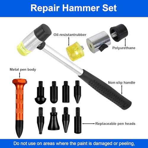 Image of 49PCS Paintless Dent Repair Kit with Golden Lifter & 100W Glue Gun | Professional PDR tools car dent removal tool heavy duty dent puller kit for small door dings hail damage auto body repair