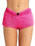 Shinsto Women's Ruffled Lace Frilly Knickers Panties Bloomers Sissy Frilly Boyshorts Underwear Bottoms Hot Pink One Size
