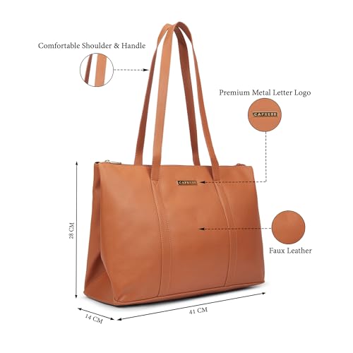 Image of Caprese Crystal 15.6-Inch Laptop Compatible Large Tote Bag for Women | Stylish, Durable, and Spacious with Multiple Compartment, Back Zipper Pocket for Work, Travel, and Everyday Use