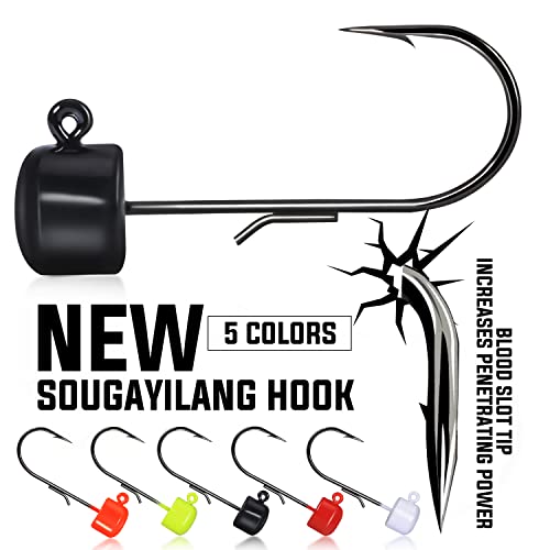 Sougayilang 25 Pack Ned Rig Jig Hook Kits,Mushroom Jig Heads For Soft Lures (25 Pack) #TOP3