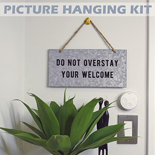 Image of Zhengmy 40 Pcs Double Headed Picture Hangers Nails 4 Size Long Thumb Tacks Wall Nails for Hanging Pictures Decorative Push Pins Hooks for Drywall Photo Office Home Decor, 20 /30 / 40 / 50lb(Gold)