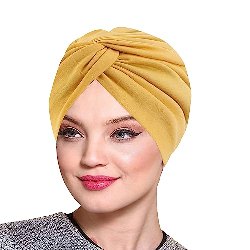 Generisch Gorra de papá de imitación de seda de doble capa para dormir, diadema retorcida, sombrero de belleza, maquillaje casero, gorra para mujer, azul (amarillo, talla única)