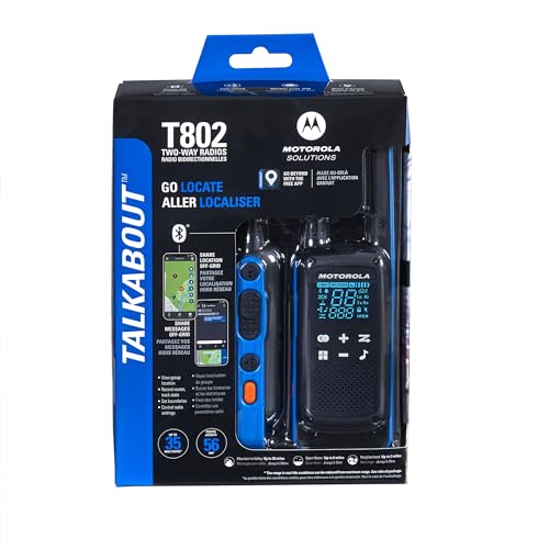Motorola Solutions, Portable FRS, T802, Talkabout, Two-Way Radios Waterproof IP54 Walkie Talkie Emergency Preparedness, Rechargable, 22 Channel, 35 Mile, Black W/Blue, 2 Pack by Motorola Solutions - Image 3
