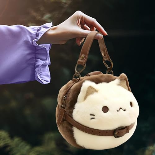 Cute Cat Plush Bag with Zipper Closure Fashion Stuffed Animals Bag for Women3