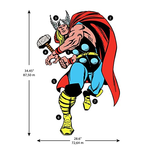 Calcomanías de pared Thor Marvel Classic para decorar el cuarto de juegos o dormitorios infantiles 2