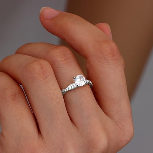 ADRAMATA 925 Sterling Silver Ring for Women Engagement Ring Adjustable Cubic Zirconia Rings Wedding Eternity Promise Infinity Thumb Ring Anniversary Jewellery Gift with Box (Silver/Gold)