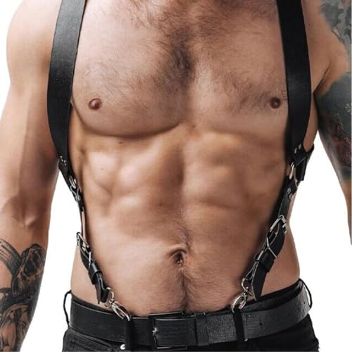 BDSMAGE Harness Leder Hosenträger Herren Gay Sissy Dessous Männer Reizwäsche für sex Fetisch Harness (B)