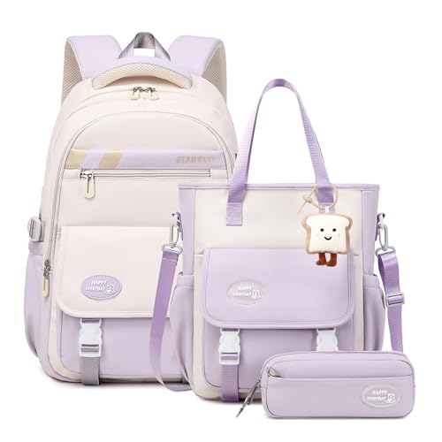 Tanou Schulrucksack Mädchen Rucksack für Teenager, Schultaschen-Set mit...