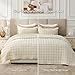 BEDELITE Velvet Quilt Set King Size - Luxury Velvet Comforter Bedding Set 3 Pieces, Soft Cozy Cream White Oversized Bedspread Coverlet for All Seasons with 2 Pillow Shams
