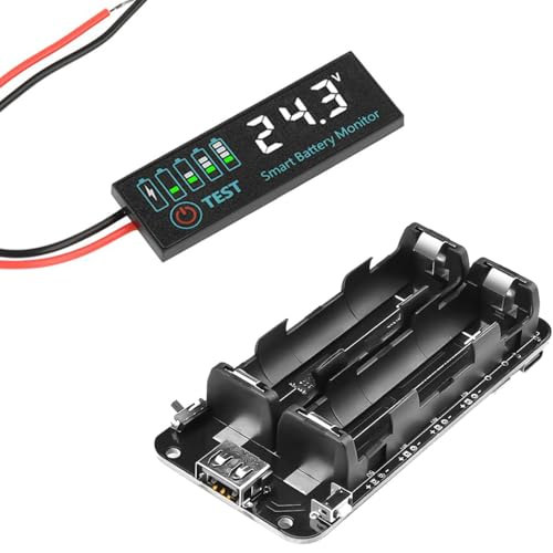 diymore 1865O Battery Holder Double Li-ion V8 Batterys Shield Micro USB 5V/3A 3V/1A Power Bank BattersCharging Module for Raspberry Pi and Arduino(2 Holders)