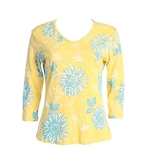 Jess & Jane Women's Juliet Cotton Tee Shirt Top, lemon