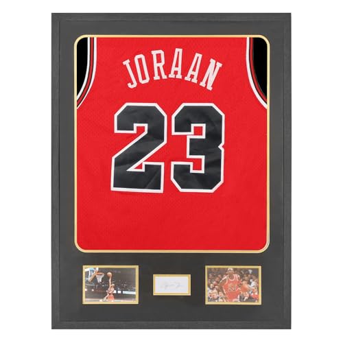 Image of Jinchuan Jersey Frame Display Case with Tempered Glass - Jersey Display Case with Mat -Wall Mount Jersey Shadow Box with Black Mat for Footbal Basketball Sport Shirts, Photos and One Signature,Black