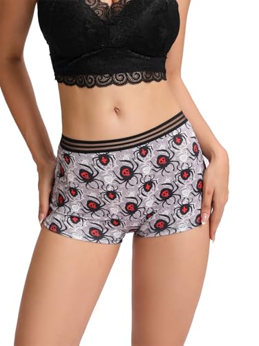 Morvia 10 Pack Variety of Gothic Print Boyshorts Underwear, High Waist Elastic Band, Assorted Halloween Skull Spooky Patterns - image 9
