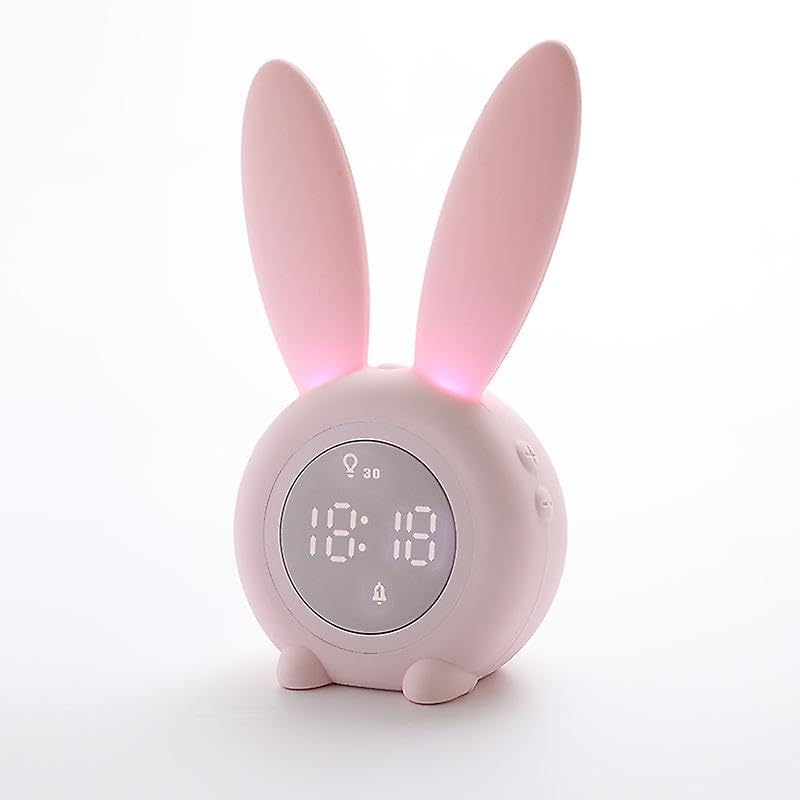 Reloj despertador infantil con diseño de conejo, reloj despertador creativo para mesita de noche, función de repetición, control de tiempo, 1 unidad