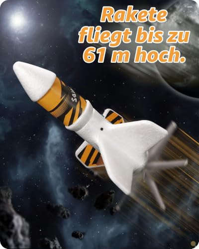 SainSmart Jr. Rakete Spielzeug mit Fallschirm, bis 61 m (Weiß) – Ansicht 3
