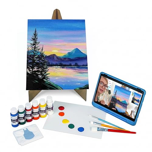 Painting to Gogh Sunset Sonata - Painting Kit for Adults 11x14 Canvas 5 Paint Brushes Acrylic Paints Easel Palette Apron & Step-by-Step Video Tutorial for Beginners& Art Lovers