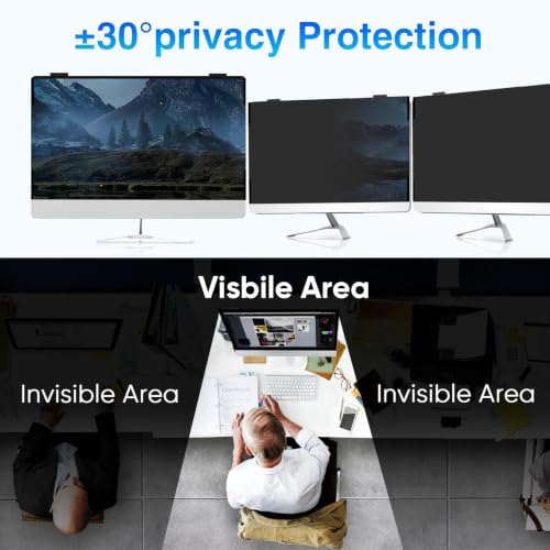 Image of Computer Privacy Screen 23.6 Inch Magnetic, Removable Hanging Privacy Shield for Frameless Monitor 16:9 Widescreen, Anti Blue Light, Anti-Glare Protector