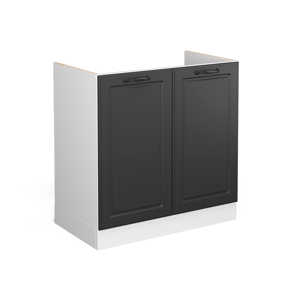 Vicco Sink base cabinet Raul, Anthracite country house, 80 cm without worktop, for flexible combination within modular kitchen systems