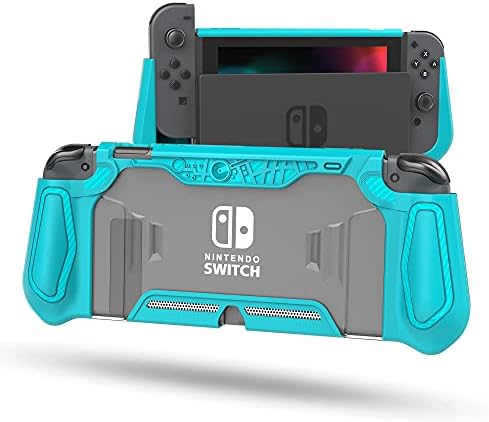 Leyu Smart Protective Case for Nintendo Switch, (Easy to Install/Full Protection/Sturdy) Gift idea Glass Screen Protector and Thumb Caps Black Pink image 4