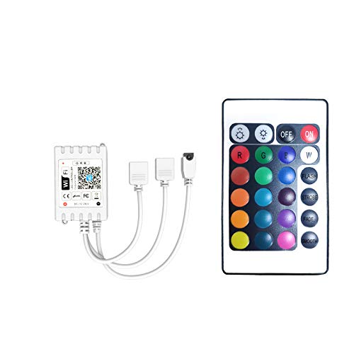 Daybetter 2 Ports 24 Key Wi-Fi Led Strip Lights Remote Control Work with Magic Home APP, 4 Pin Output Dimmable Remote Controller (Without Power Adapter)