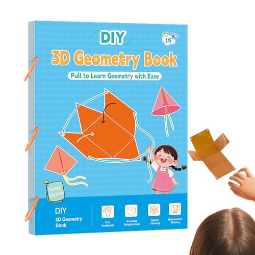 Geometry Learning Book - Educational Book with Rope | Manual with 15 Three-Dimensional Shapes for Children 5-12 Years | Learning Volume and Formulas while having Fun