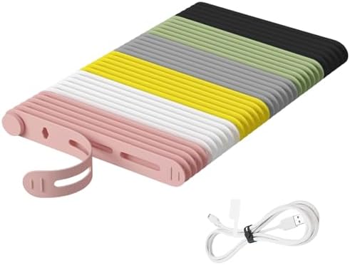 30 Piezas Sujeta Cables, Organizador de Cables Regolabile, Bridas Reutilizables, para Auriculares,Cargador de Teléfono, Computadora, Cable de Audio, Multicolor